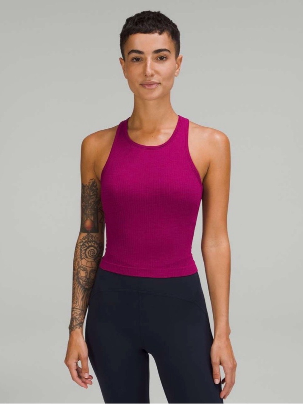 Lululemon Ebb to Street Cropped Racerback Tank- Magenta Purple